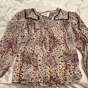 Ba&sh NWOT Faizae Beige Floral Blouse , sz S